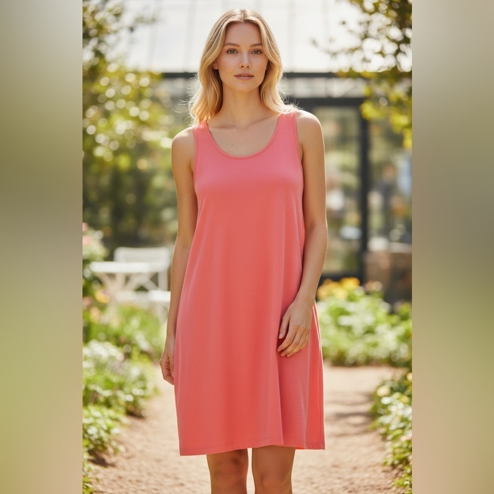 MUK LUKS Women’s Tank Sleeveless Coral Dress Size PM cover up sun dress Barbie